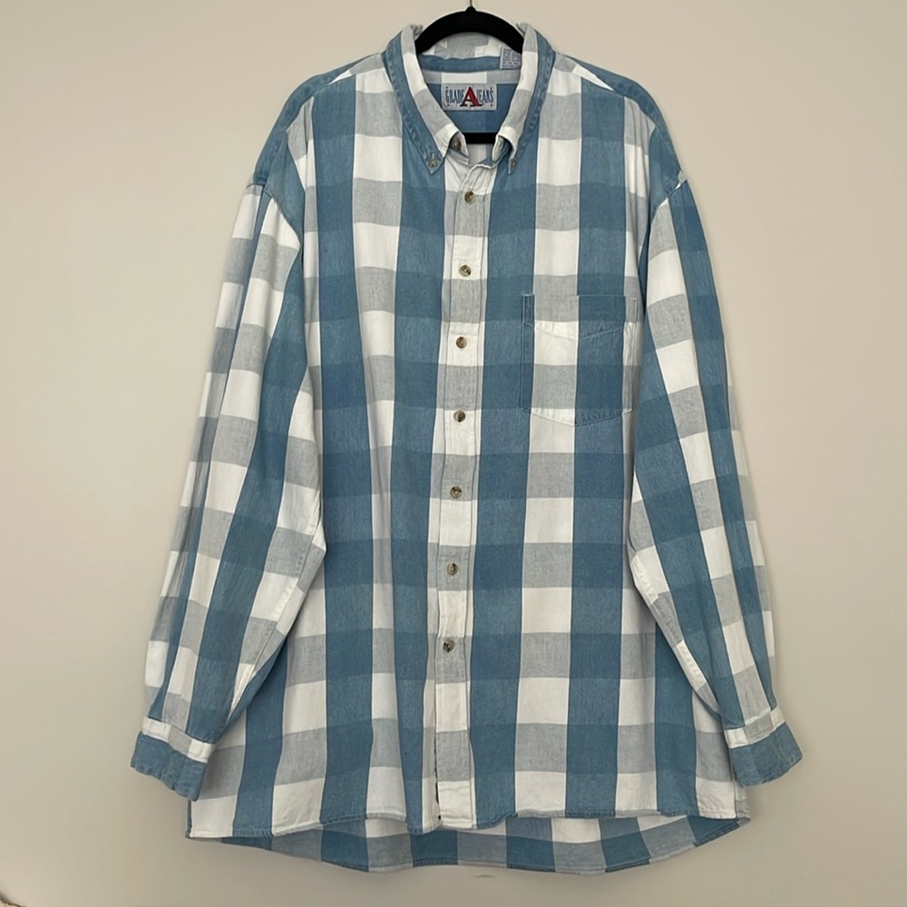 Grade A Jeans Vintage Mens Button-Up Checkered Shirt Size 2XLT/Tall